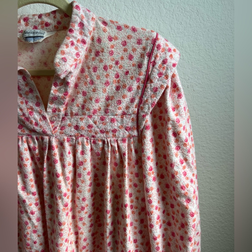 Vintage Pink Floral Long Sleeve Nightgown